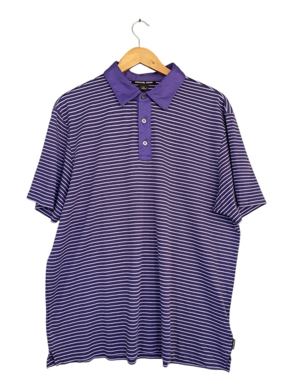 Michael Kors Men’s Purple Striped 100% Cotton Polo Shirt